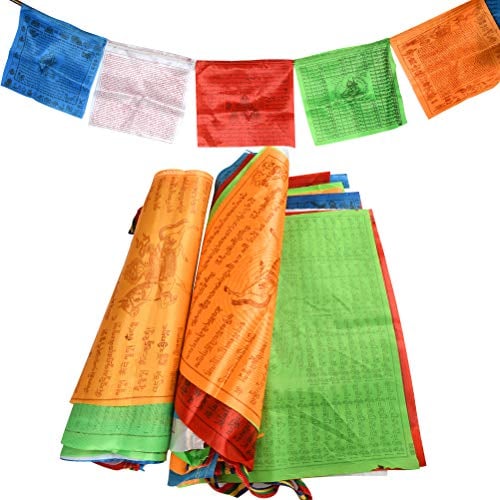 BUYGOO Bandierine Tibetane Bandiere di Preghiera Buddista Tibetana in Poliestere Bandiere 40 Bandiere da 34 * 34cm, Lunghezza in Totale 14m