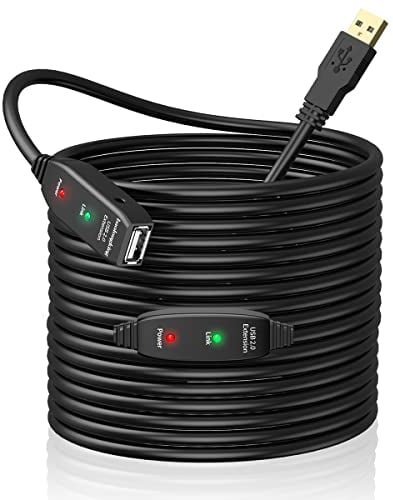 baolongking Cable alargador USB de 5 m, 10 m, 15 m ó 20 m. USB 2.0, repetidor activo, con conectores macho a hembra, cables largos con amplificador de señal (15m)