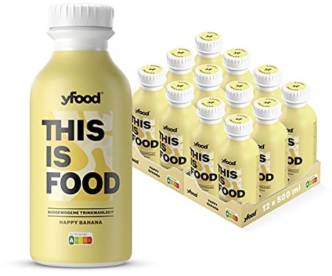 yfood Happy Banana, tasty meal replacement, THIS IS FOOD drink, 34g of protein, 26 vitamins and mineral (12 x 500ml)