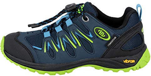 Brütting Expedition Kids Chaussures de Trail, Bleu Marine/Citron, 35 EU
