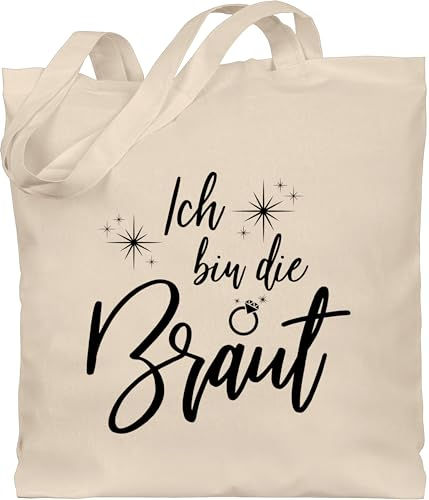 Baumwolltasche - JGA Junggesellenabschied Frauen - Ich bin die Braut Sparkles Schwarz - Unisize - Naturweiß - tasche bachelorette party stoffbeutel jutebeutel jungesselnabschied stofftasche