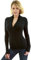 AmélieBoutik Pull cache-cœur en tricot à manches longues et col en V profond pour femme, noir, Taille XL
