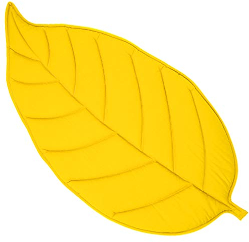 Amilian Krabbeldecke gepolstert Spielteppich Teppich Blätterteppich Decke Blatt Förmig Spieldecke Laufgittereinlage Kuscheldecke Spielmatte Kinder Matte Baumwolle Erstausstattung Krabbelmatte Gelb