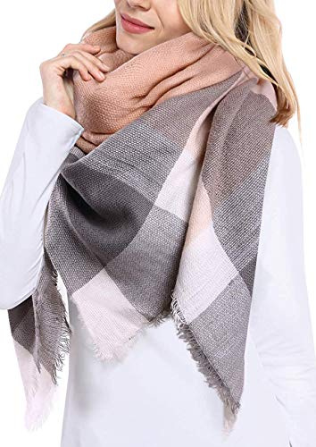 JFAN Écharpe Grand Plaid Femme Écharpe Chale Cachemire Imitated Chaud Automne Hiver Étole Wraps Classique Élégante Confortable