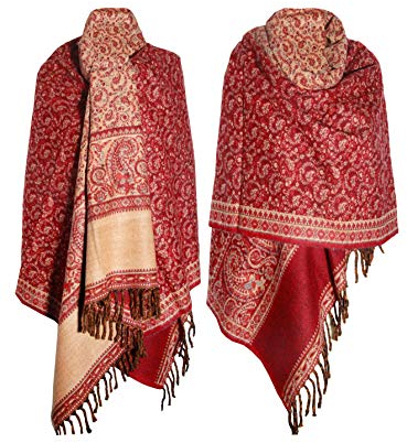 Schal aus reiner Yakwolle, warm, Marun, Dekoration, Decke, Unisex, übergroß, wendbar, luxuriöses Geschenk, kastanienbraun, Einheitsgröße