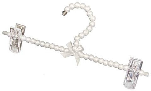 Inzopo 30 cm Perlen-Kleiderbügel, dekorativer Hosen-Kleiderbügel mit Clip für Erwachsene – weiß, 30 cm