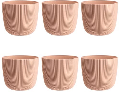 Gariella 6X apricot moderner Blumentopf mit Drainagesystem Pflanztopf-Kübel widerstandsfähig rund wetterfest Kunststoff Ø 15 cm