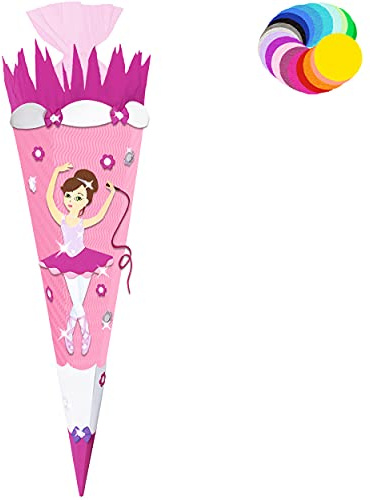 alles-meine.de GmbH Bastelset - Schultüte Farbe & Größe wählbar 70/85 / 100 cm - Tänzerin - Ballerina - Farbe frei wählbar - Bastelschultüte - Zuckertüte zum selber Basteln..