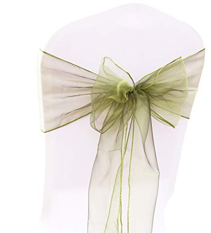 Organza Stuhlschleife Stuhl Schärpe Bögen Stuhlbezugschleifen Tischläufer Stehtisch-Schleife Stuhlschärpen für Hochzeit Party Geburtstag Veranstaltungen Weihnachten Dekoration 18 * 275CM 25 Grün A