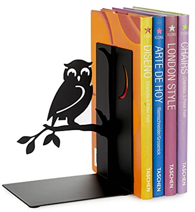 balvi Buchstütze Book Guard Farbe Schwarz Buchstütze für das Bücherregal in Eulenform Lustiges Access