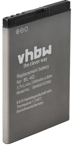 vhbw batteria sostituisce Brondi W6, ZTBL-4D-01 per smartphone cellulare (1300mAh, 3,7V, Li-Ion)