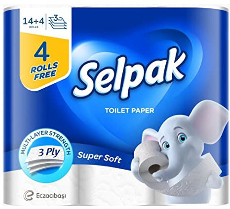 Selpak Super Soft Toilet Paper - 140 Sheets x 3 Ply, Pack of 14+4 Rolls | Cushiony soft Selpak Toilet Paper is perfect for your family's personal hygiene and health