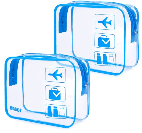 Kulturbeutel Transparent,Kulturtasche zum Transport von Flüssigkeiten,Kosmetiktasche Durchsichtig,Handgepäck-Reisezubehör,Transparente Toilettentasche Damen & Herren (2 Stück Navy Blau)