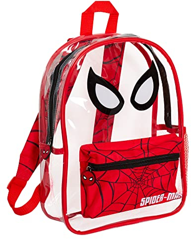 Marvel Spiderman Rucksack Jungen Schwimmtasche Klar Abwischbar Schulrucksack Kinder Transparent Schwimmen Strand Tasche, rot, Einheitsgröße