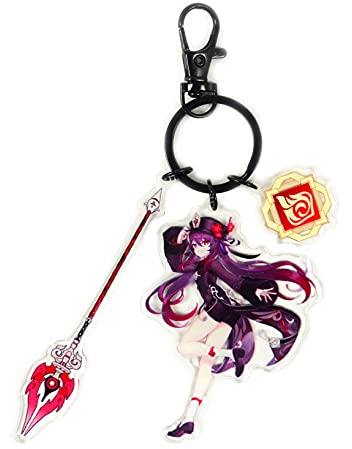 Sayustore SchlüSselanhäNger FüR Genshin Impact SpielperipheriegeräTe, Acryl SchlüSselanhäNger Hu Tao AnhäNger, Kleidung Rucksack Dekoration