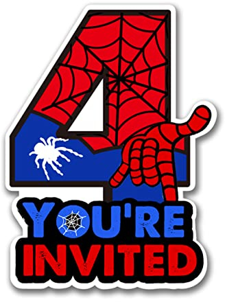Partyeinladungen zum 4. Geburtstag, mit Umschlägen, 4 Jahre alt, 4 Formen, Partygeschenke, Dekorationen, Zubehör, 20 Stück