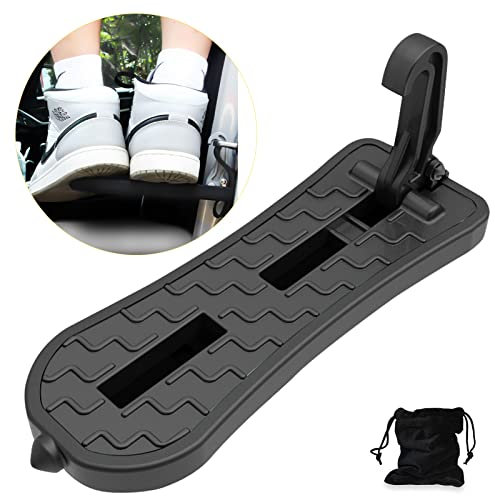 NATGIC Car Door Step, Extended Two Legged Car Door Pedal U Shaped Foot Pedal on the Roof Easy Access to Rooftop Antiskid Multifunction Automobile Pedal with Safety Hammer Doorstep (21.5cm, Black)