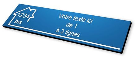 Plaque gravée motif MAISON pour Boite aux Lettres autocollante 10x2,5cm STANDARD personnalisable - 1 à 3 lignes sans frais supplémentaires + Numéro - bleu foncé