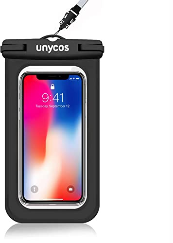 unycos - wasserdichte Handyhülle mit Aufhängeseil, Universeller IPX8-Schutz bis zu 6,9 Zoll, Kompatibel mit iPhone 14 Pro Max 13 Pro 12 11 Xiaomi 13 12 11 Galaxy S23 S22 S21 S20 (Schwarz)