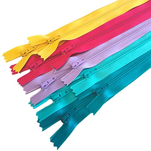 MARARDI [Pack 10] Cerniere [Multicolore] Nylon [12 cm] Chiusure Lampo per Cucito e Artigianato per Stoffa Vestiti Borse per Cucire a Macchina Patchwork Tessuto di Cotone con Chiusura in Metallo