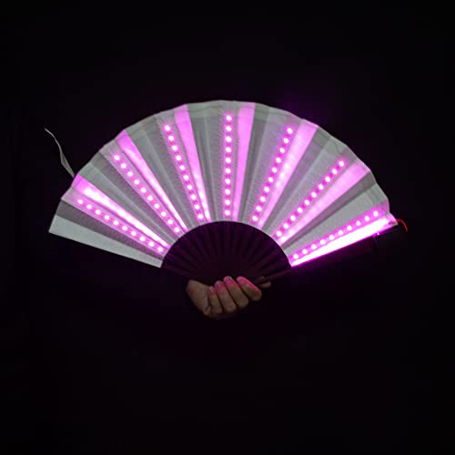 AMQTSLM LED leuchtender Faltventilator, bunter chinesischer Handfächer, Clack-Fächer, Festival-Fan, Handventilator, LED-Blinker, Rave-Ventilator, beleuchteter Faltventilator (lila)