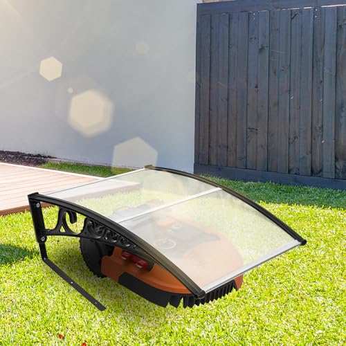 Vigevee Mähroboter Garage Dach Carport Überdachung für Rasenroboter Rasenmäher 106x87x50cm Rasenmähroboter Garage Schutzhülle Schutz vor Regen, Hagel und UV-Strahlen (Transparent)