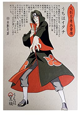 CosplayStudio Hochwertiges Itachi Uchiha Wandbild | Anime Ninja auf Hartschaumplatte | Shinobi Poster | Uchiha Itachi als Akatsuki | 30x42cm