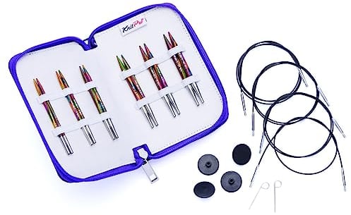 KnitPro Symfonie Stricknadeln 6er-Set, rund, austauschbar, spezielles Deluxe-Set, Lila, 26-20662