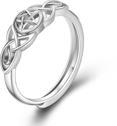 Keltischer Knoten Verstellbarer Ring Sterling Silber Keltischer Offener Ring Irischer Schmuck für Frauen