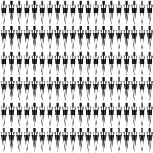 Honeydak 120 Pieces Metal Bottle Stopper Blank Stainless Steel Wine Bottle Stopper Kit Reusable Wine Saver Corks Chrome Bottle Stopper Set Hardware for Wedding Wine Party Bar Turning