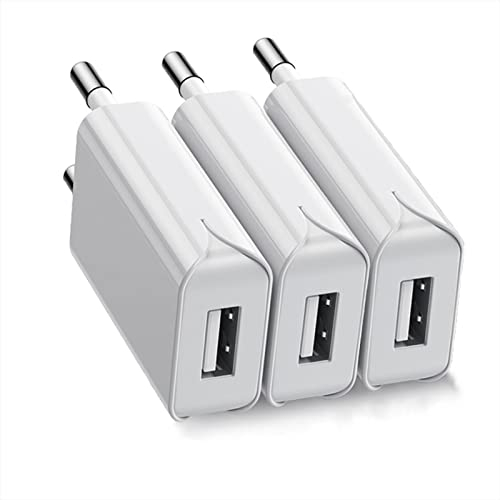 TONGKTAI 5V/1A USB Ladegerät Stecker 3 Pack, Slim USB Ladestecker Netzteil für iPhone, Samsung Handy,MP3, eBook Reader, Ventilateur, Smartwatch und Mehr