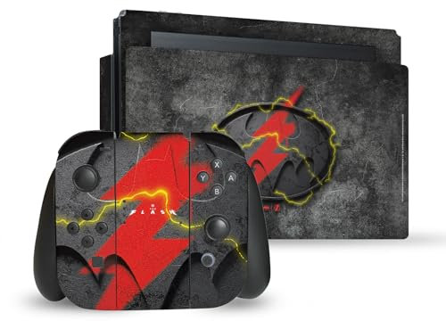 Head Case Designs Offizielle The Flash 2023 Batman Flash Logo Grafik Kunst Vinyl Haut Gaming Aufkleber Abziehbild Abdeckung kompatibel mit Nintendo Switch Console & Dock & Joy-Con Controller Bundle