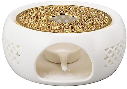 Fockety Scaldateiera con Cuscino in Lega e Portacandele Durevole, Resistente alle Alte TemperatureProtegge Le Teiere dalle Crepe del Riscaldatore per Tealight in Porcellana