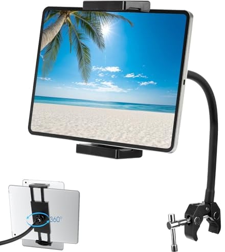 RAKUTE Soporte Tablet Móvil Multiángulo, Soporte con Brazo de Cuello de Cisne 360° Ajustable, Soporte Tablet Flexible Ajustable para para iPad/iPhone/Switch/Samsung Galaxy/Huawei/Fire y Más