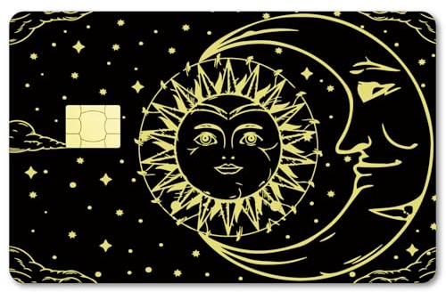 CREATCABIN Tarotkarten-Aufkleber,Schwarz,Kreditkarten-Haut,Wasserfest,Sonne,Mond,Debit-Bankkarten-Aufkleber,Hautschützend,Kreditabdeckung,Kartenaufkleber,Abnehmbar,Für Transportkarten,186x137mm