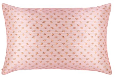 SLIP 22 Momme Seidenkissenbezug in 51 x 76cm im Petal Design - aus 100% Maulbeer Seide, mit Reißverschluss, atmungsaktiv, ideal für Allergiker, Pink