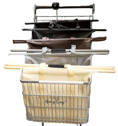 HOMY LOVY- Ensemble Premium de 5 Sacs de Courses Multifonctions avec Poignées Renforcées, avec 2 Filets pour Légumes et Fruits, Idéal pour Caddie et Chariot - Durable et Écologique