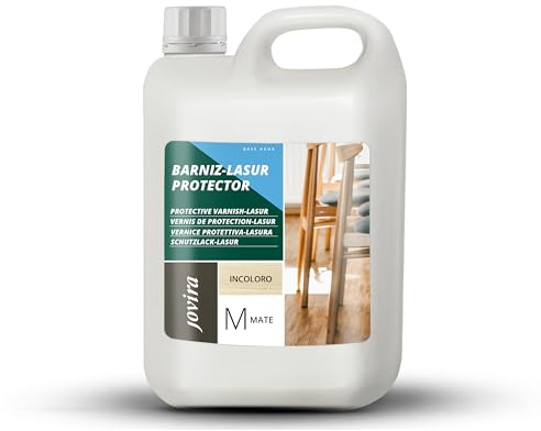 JOVIRA PINTURAS BARNIZ-LASUR Protector Mate al Agua. Protege, decora y embellece todo tipo de madera. (2 Litros, Incoloro) K-9