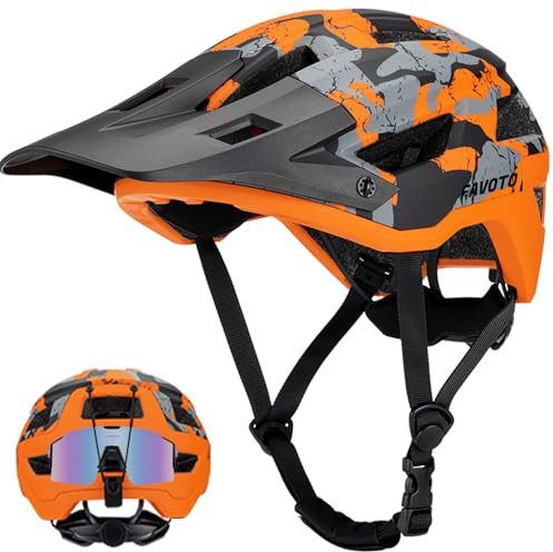 Favoto Mountain Bike Helmet Lightweight - MTB Road Magnetic Buckle Bicycle Helmet for Men Women - Adjustable Cycling Helmet for Adults Youth with CE Certificated