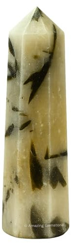 Amazing Gemstone Torres de cristal de turmalina verde en cuarzo ~ Obelisco de punto curativo natural para reiki y rejilla (2 a 3 pulgadas)