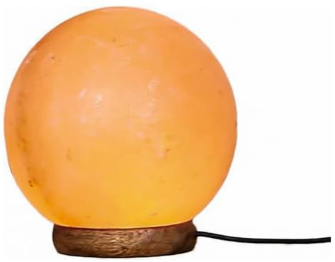 ASPIRE UK Globe Shaped Himalayan Salt Lamp USB Powered – 1kg Handcrafted Pink Crystal Rock with LED Light & Wooden Base – Natural Air Purifier & Relaxation Lamp – Home & Bedroom Décor Sold