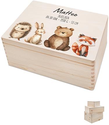 Bärenfreunde Erinnerungsboxen für Babys personalisiert, Holz, Daten M | Erinnerungskiste für Junge oder Mädchen, Erinnerungsboxen, Babybox, Erinnerung, Babys, Memory, Personalisierte Box