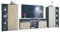Vladon Wohnwand Davos, Anbauwand bestehend aus 2 Vitrinen und 1 TV-Board, Anthrazit matt/Eiche sägerau (329 x 134 x 35 cm)