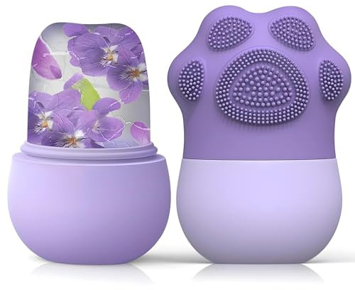 SkinSide Ice Roller for Face with Scrubber | Ice Roller for Face | Face Ice Roller for Men & Women | Ice Cube Roller for Glowing Skin & Puffy Eyes | Reusable & Unbreakable (Purple)