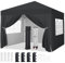 Yaheetech Pop-Up Gazebo 2x2 with 4 Removable Side Panels, Silver-costed Oxford Marquee Canopy with Wheeled Bag & Sandbags, Metal Frame Shelter Tent for Outdoor Garden Party Camping, Black