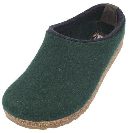 HAFLINGER Damen Herren Hausschuhe Pantoffeln Filz Grizzly Kris 711056, Größe:48 EU, Farbe:Grün