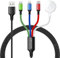 Upgraded Multi Charger Cable for Apple Watch Magnetic Charging - Nylon Braided USB C/L/Micro Compatible With iWatch Series 10-1/iPhone 16 15 14/Galaxy Android - 4FT