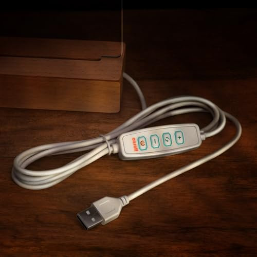 Maverton Holzständer für LED-Rahmen - Aufsteller für Acrylglas mit LED Beleuchtung in 3 Farben - inkl. 1,5m USB-Typ-A-Kabel - Größe: L