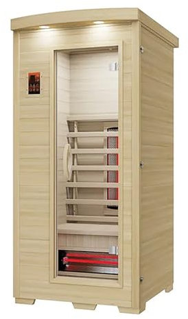 Fonteyn | Bella 1 Sauna Capacity for 1 Person | Digital Panel, Bluetooth Remote Control | Infrared Hemlock Wood | Wellness Retreat | 90cm x 90cm x 190cm