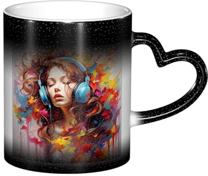 YQTGBCED Tazza cambiante di colore creativo della stampa di musica colorata,Tazze di caffè sensibili al calore,Tazza magica personalizzata con design unico